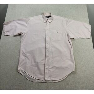 Ralph Lauren Mens Short Sleeve Button Up Dress Shirt Size Large Big Pink